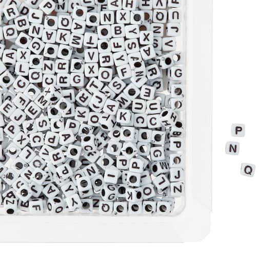 12 Packs: 400 ct. (4,800 total) White Pearl Plastic Alpha Block Bead Mix, 4.8mm by Bead Landing&#x2122;